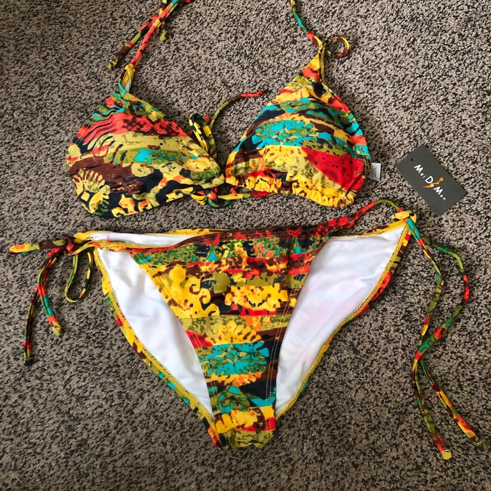 NWT Mei De Mon designer 2 piece bikini swimsuit